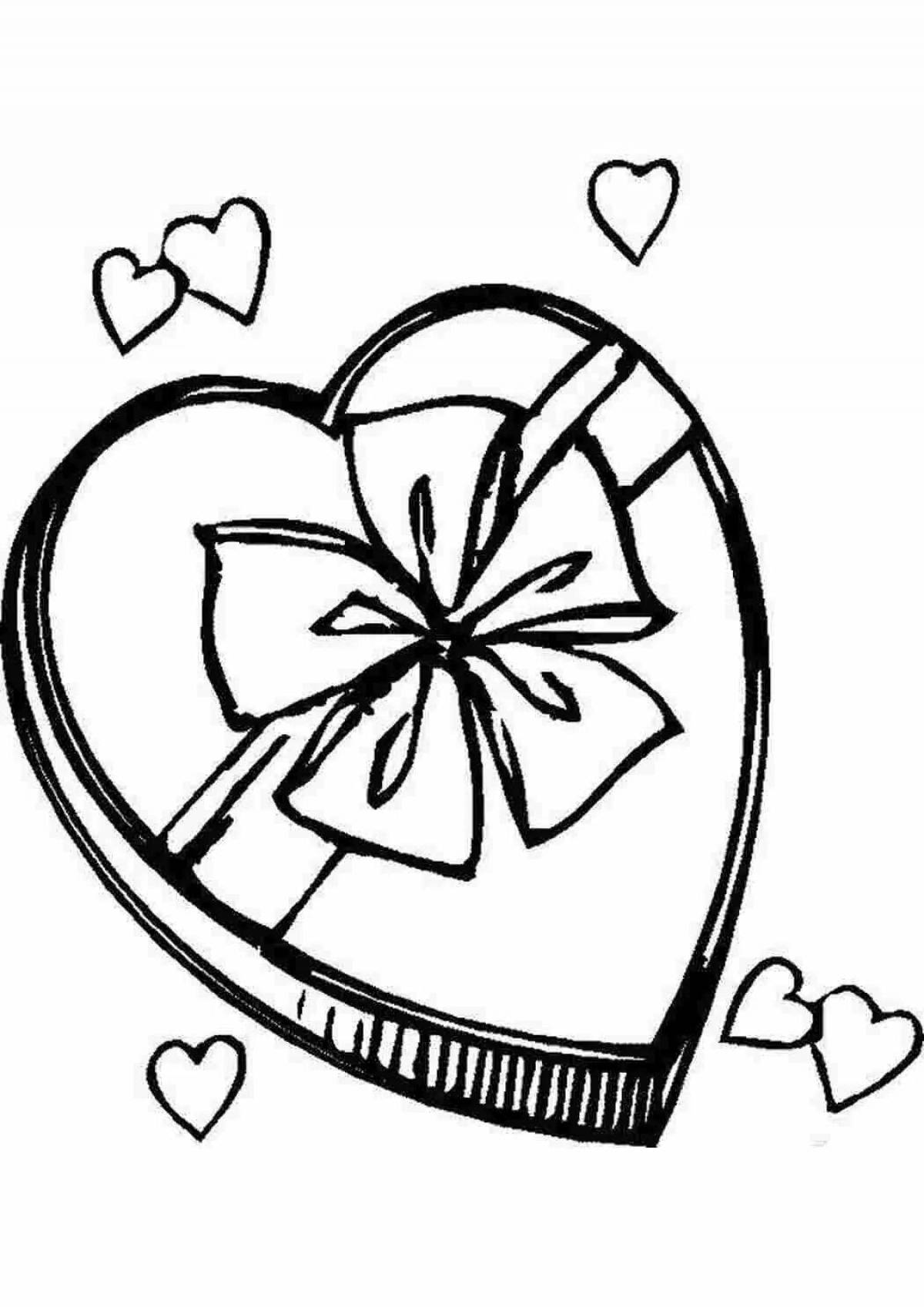 Playful heart and flower coloring page