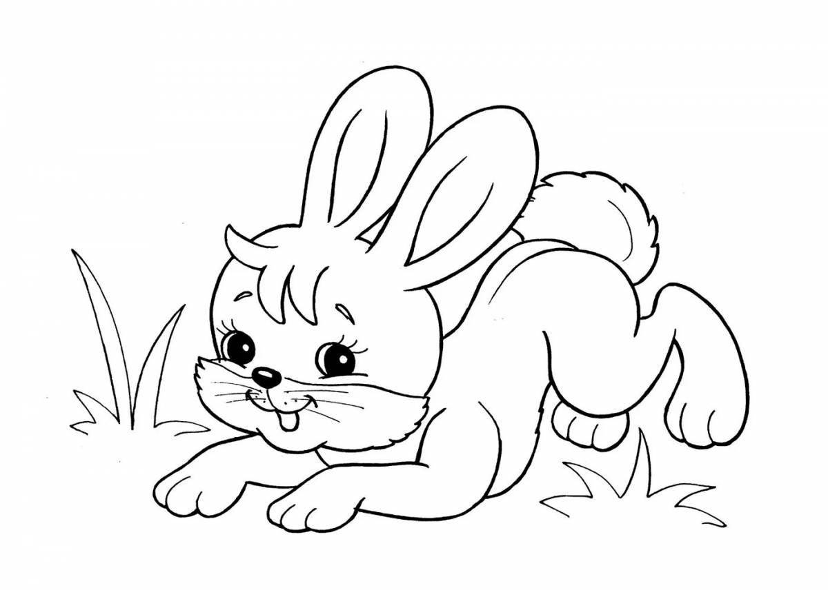 Fancy coloring rabbit in the forest