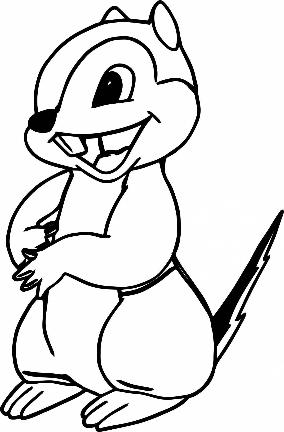 Animated chipmunk coloring book for kids