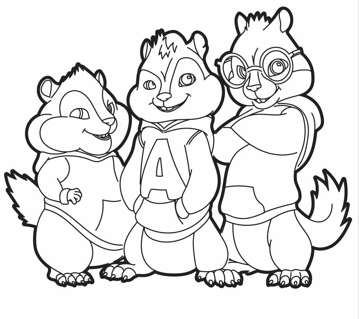 Exquisite chipmunk coloring book for kids