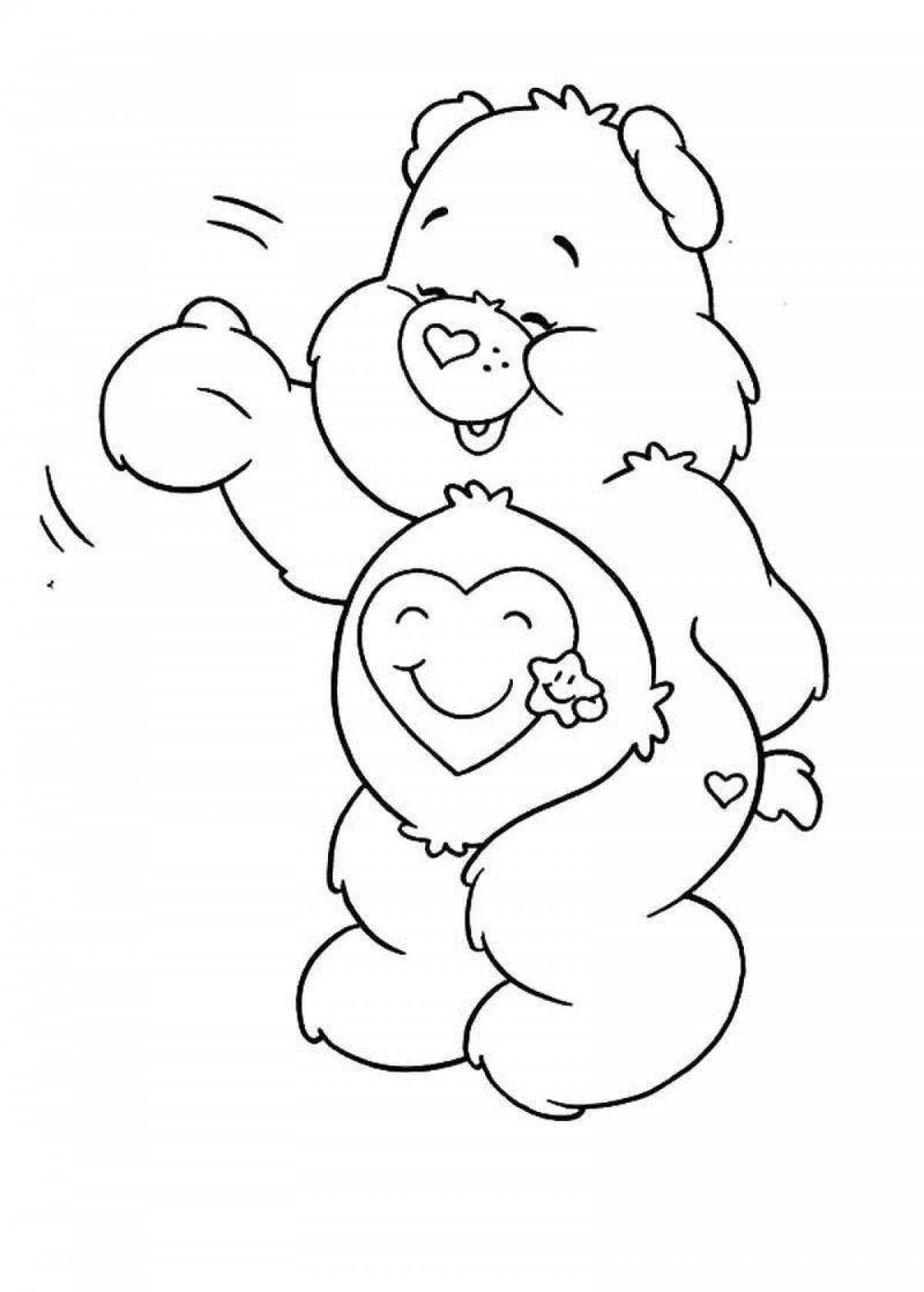 Adorable bear and rabbit coloring book