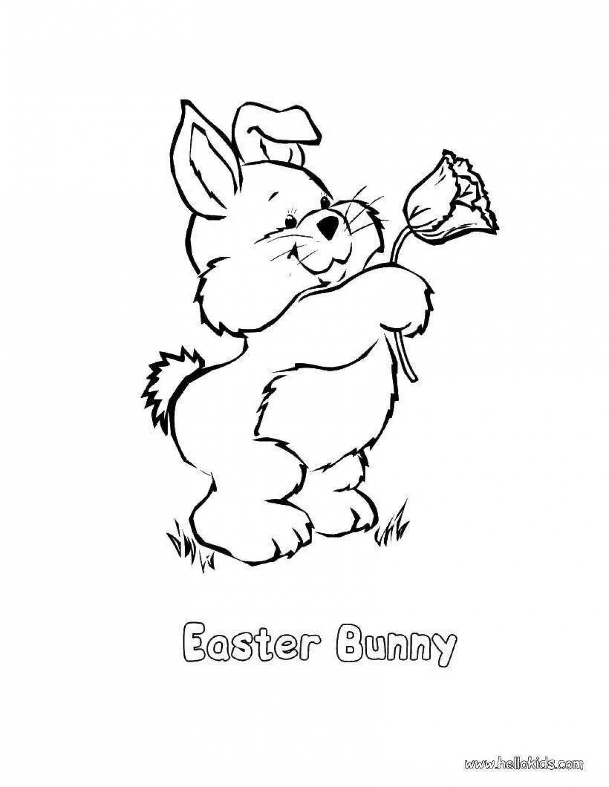 Coloring book playful bear and rabbit