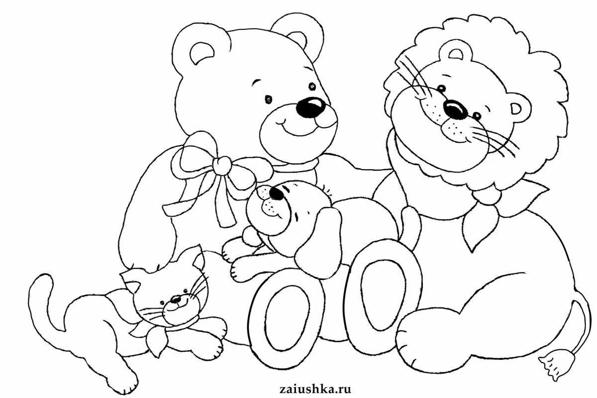 Coloring book funny bear and rabbit