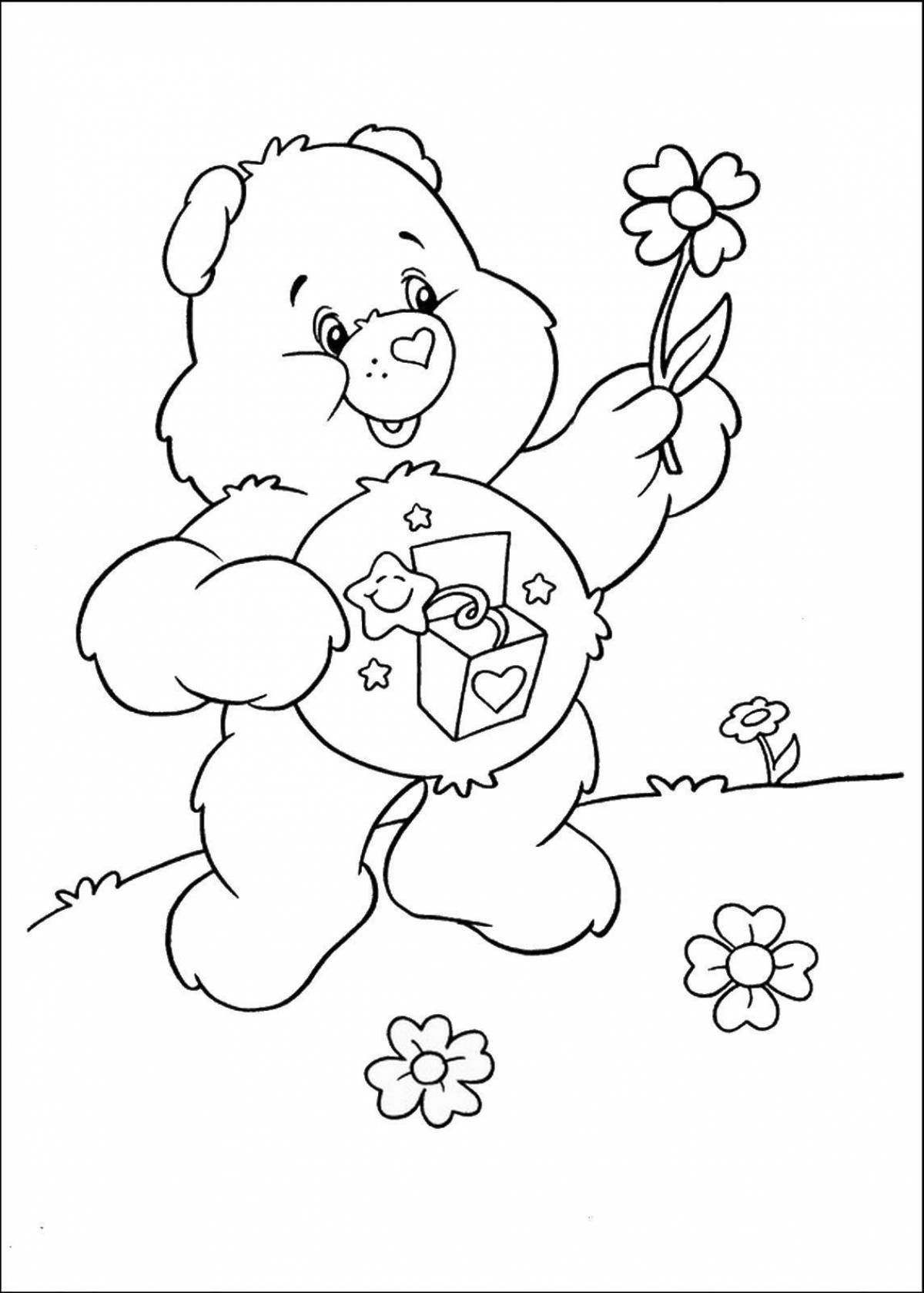 Милый медведь и кролик раскраска