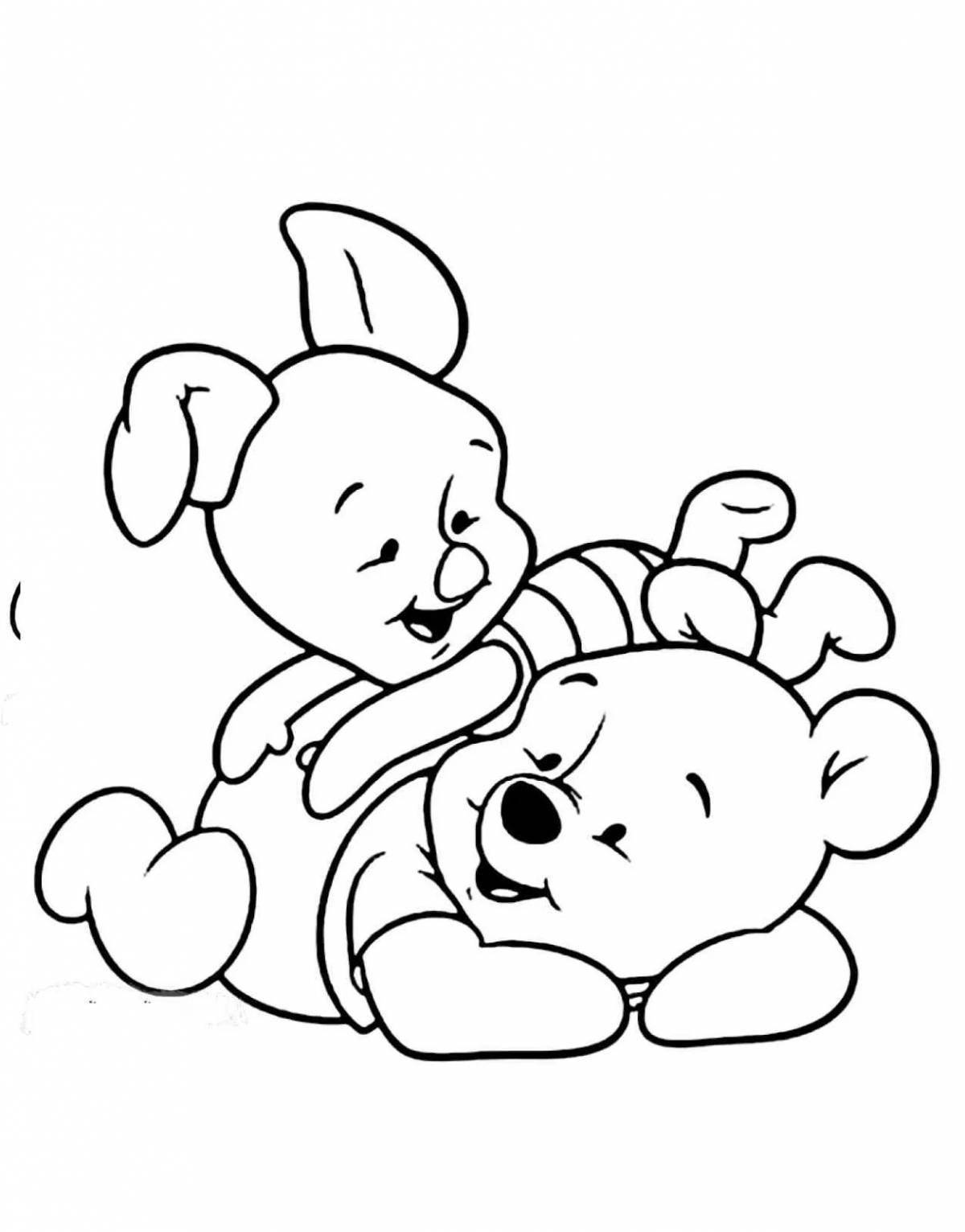 Live bear and rabbit coloring book