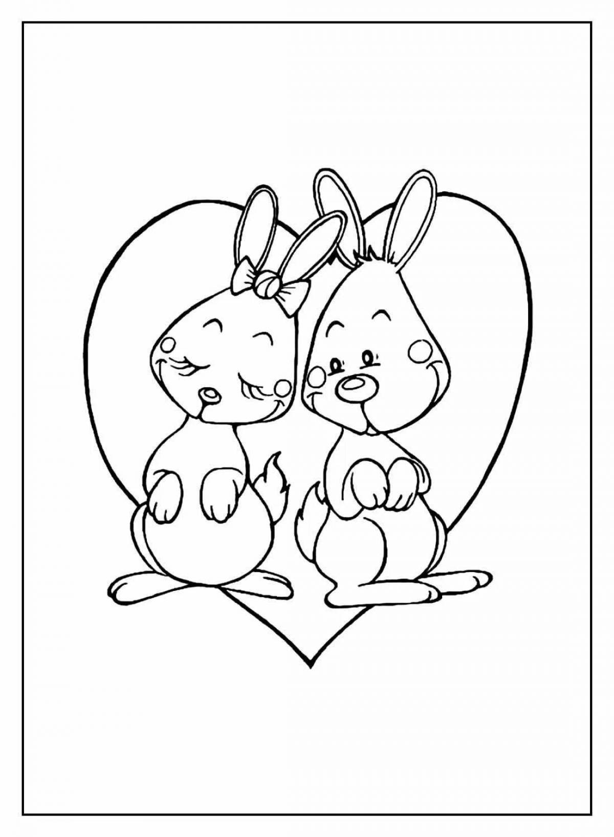 Coloring live bear and rabbit