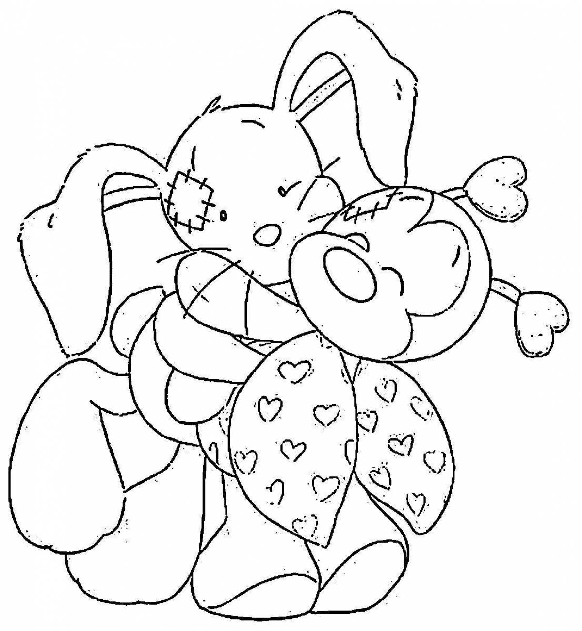 Coloring book sun bear and rabbit