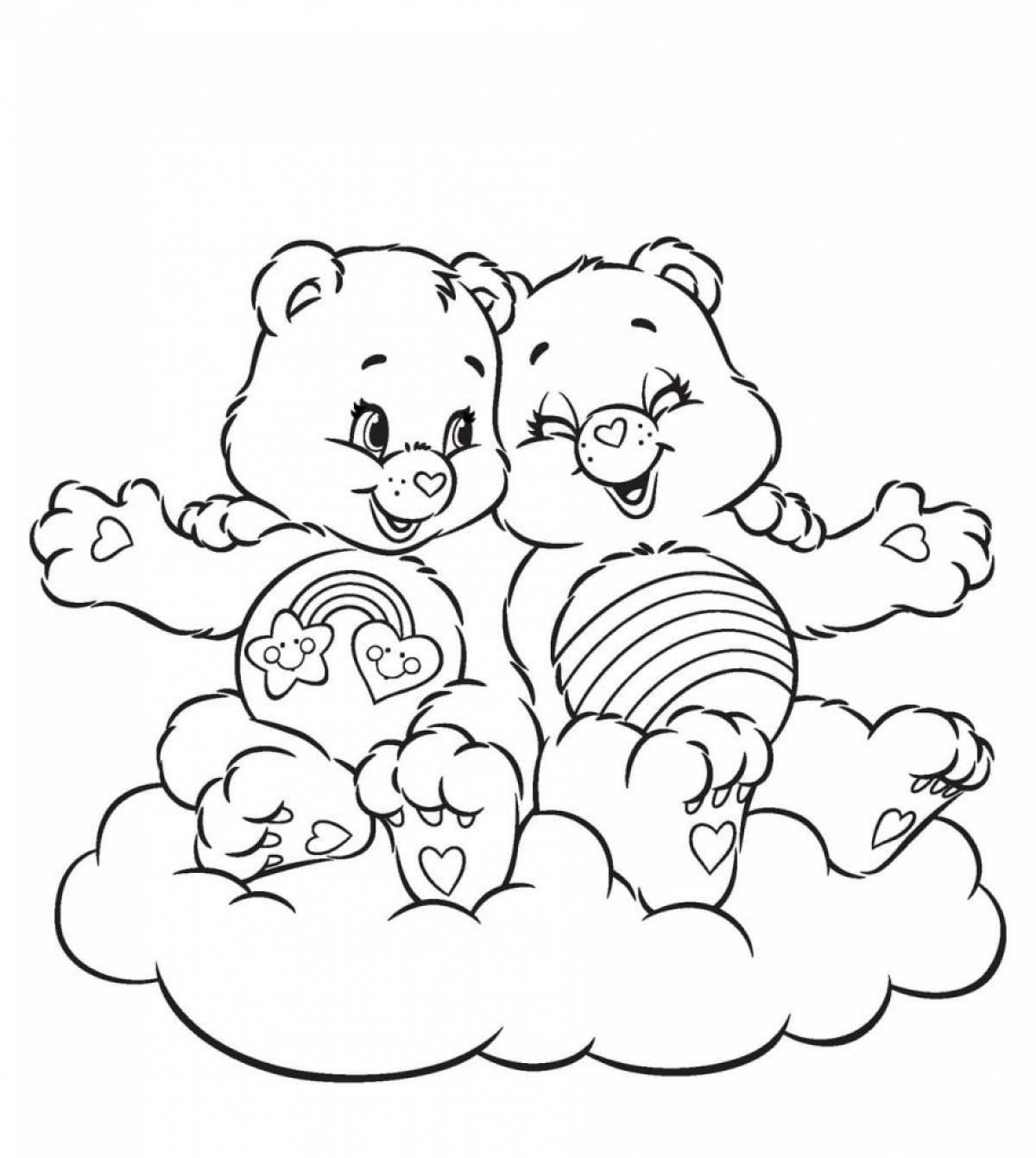 Gorgeous bear and rabbit coloring page