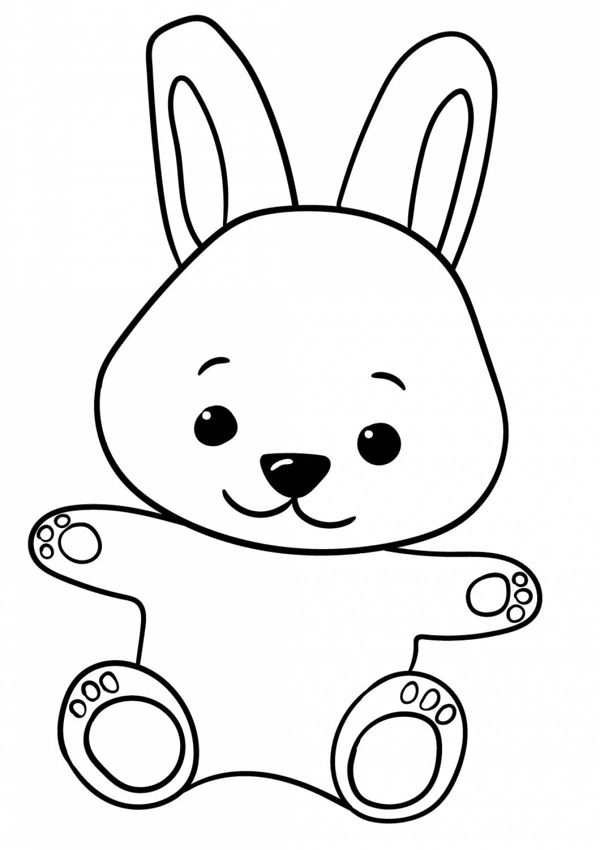 Glittering bear and rabbit coloring page