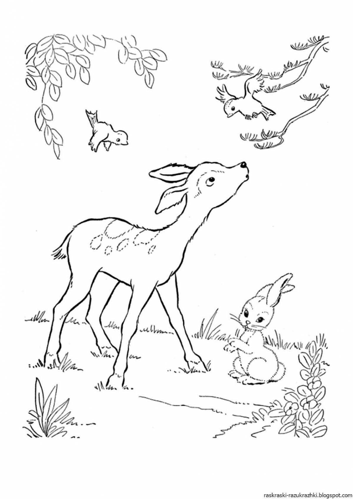 Harmonious deer coloring page