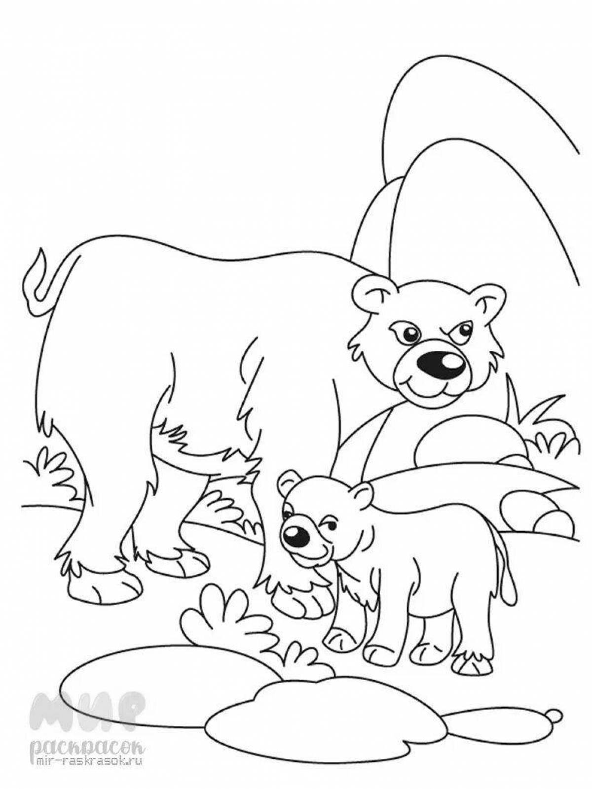Раскраска смелый медведь