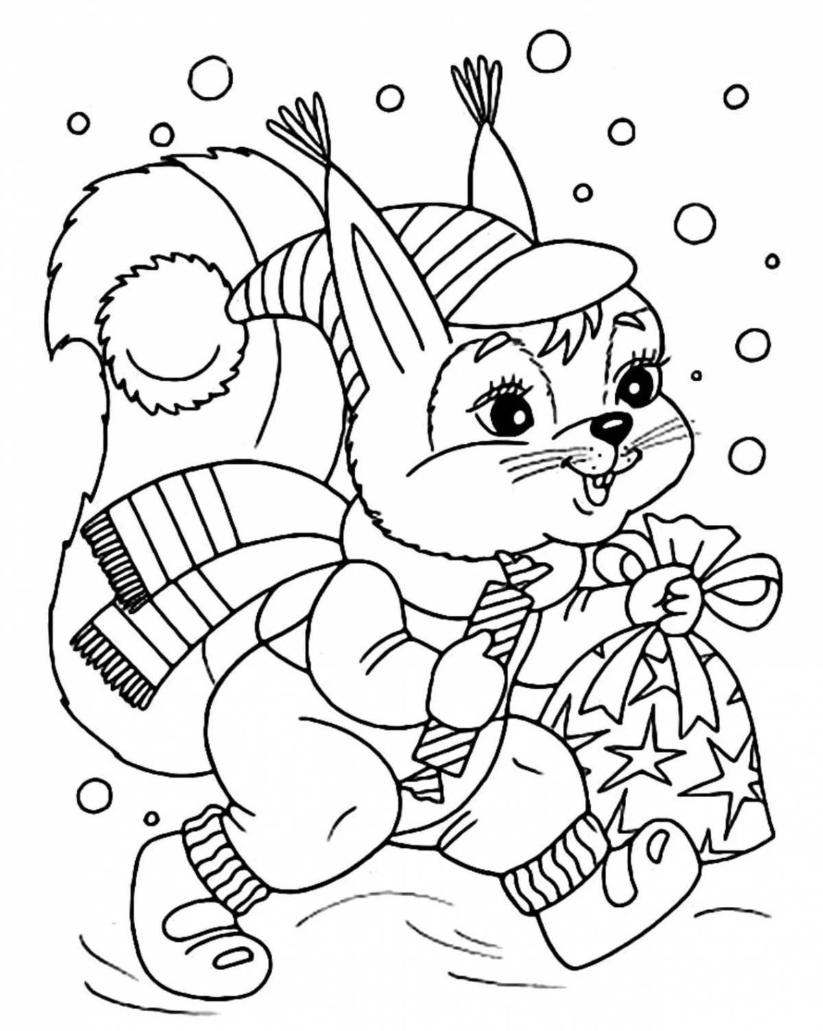 Loving bunny coloring book with a gift