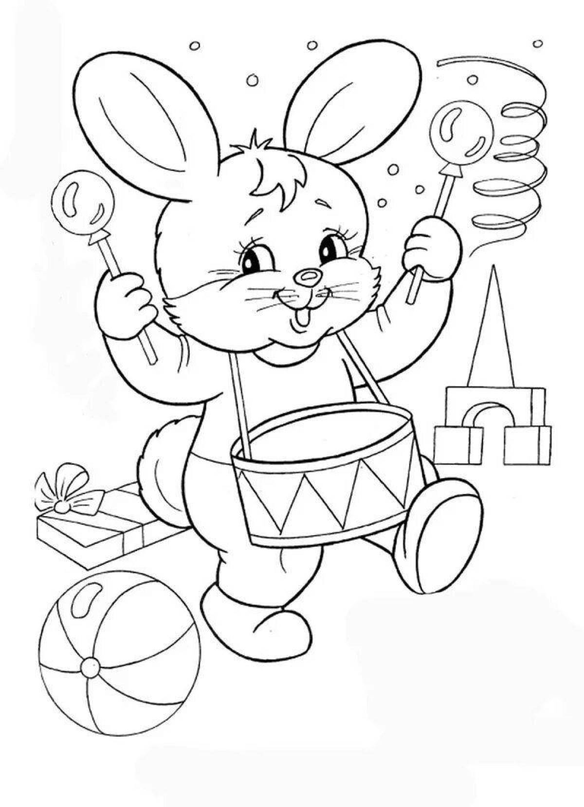 Violent rabbit coloring with a gift