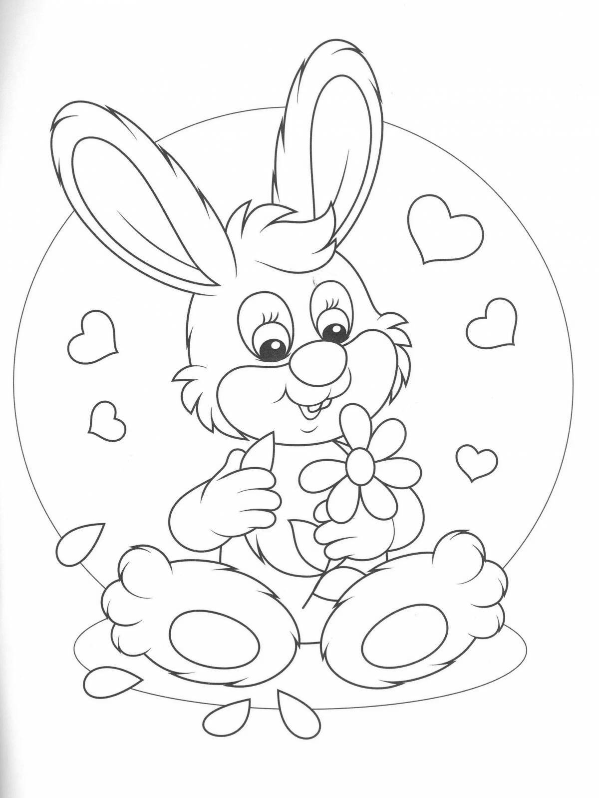 Animated coloring rabbit with a gift