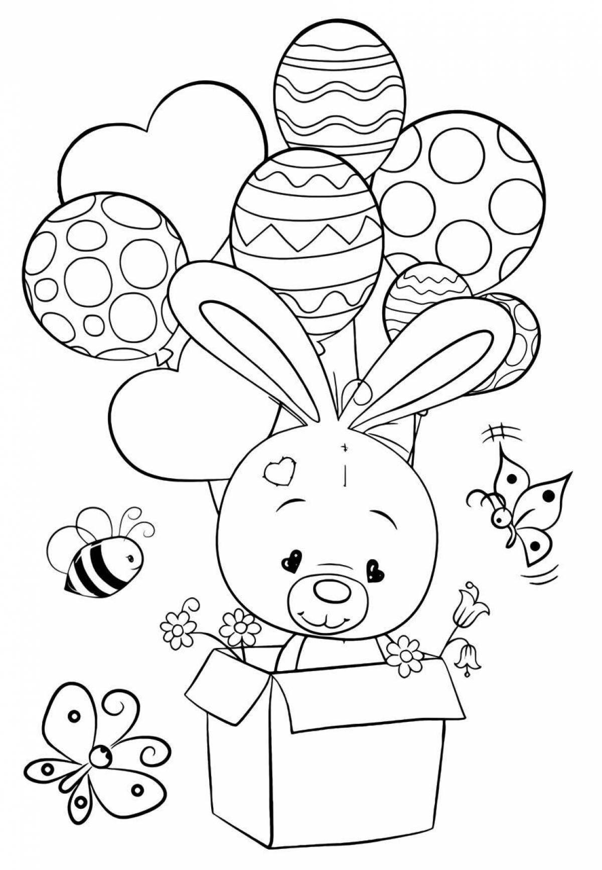 Brilliant coloring rabbit with a gift