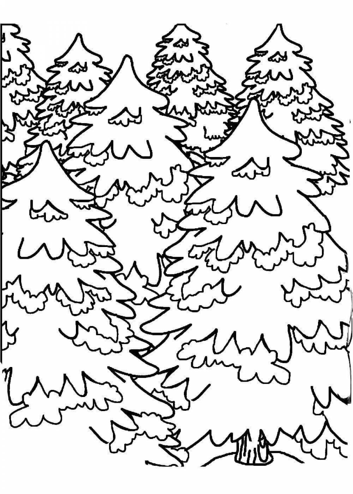 Раскраска безмятежный зимний лес