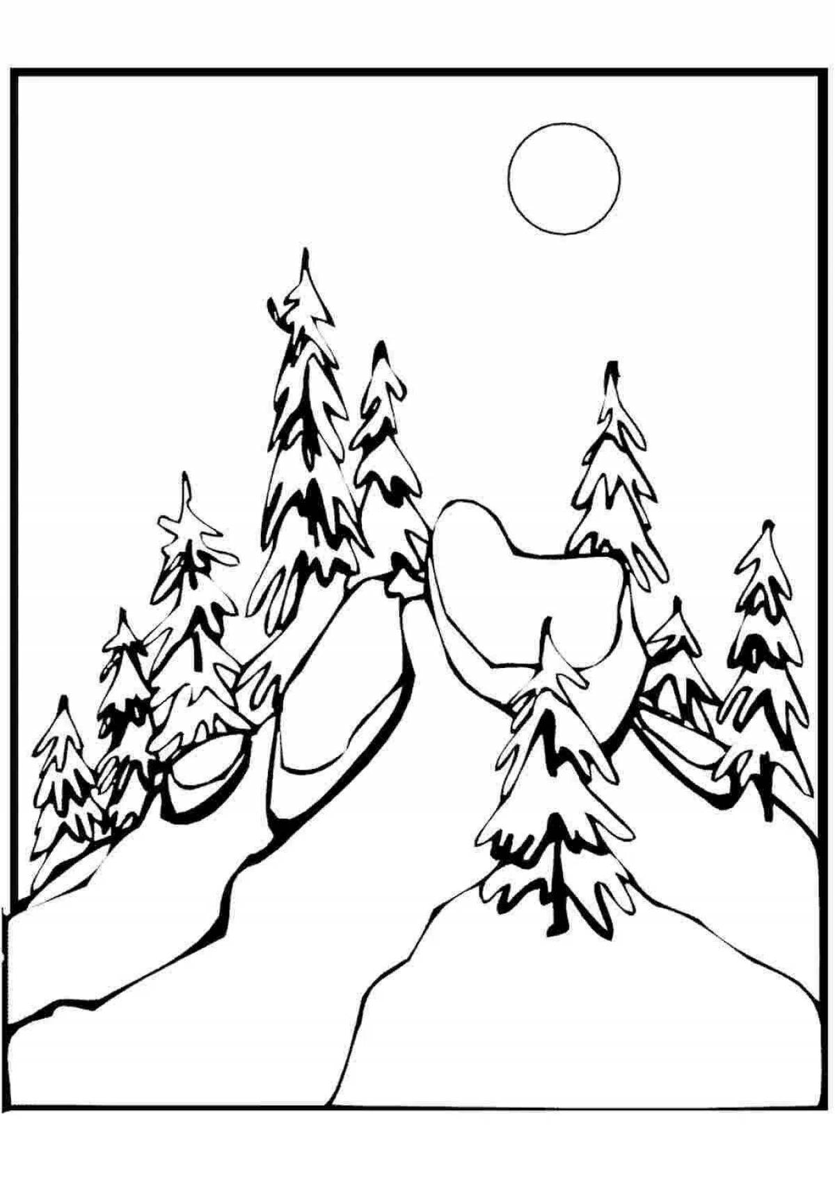 Large winter forest drawing