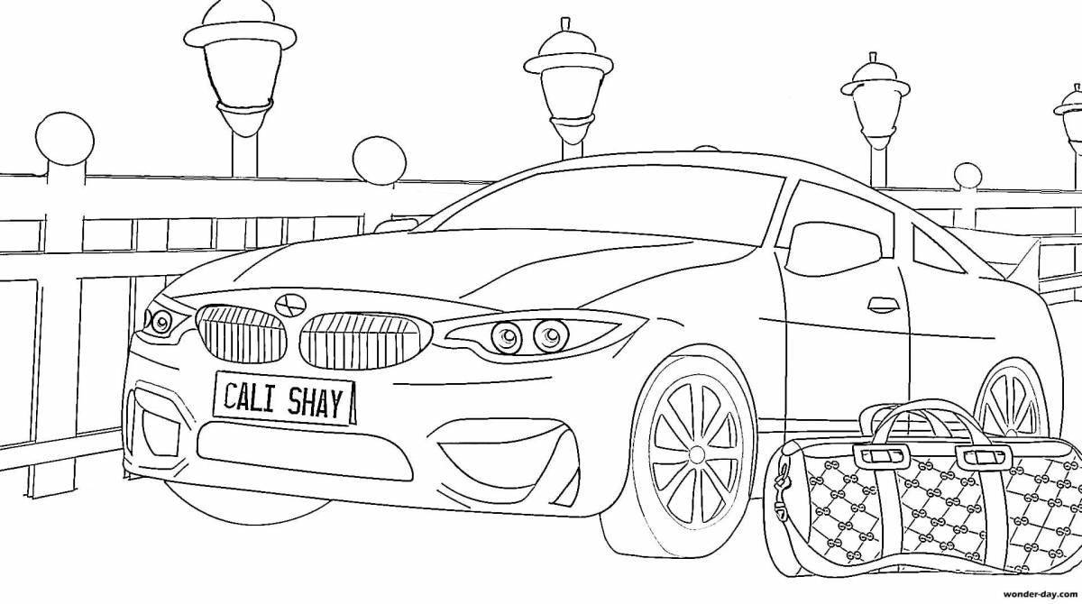 Coloring book shining car bmw m5