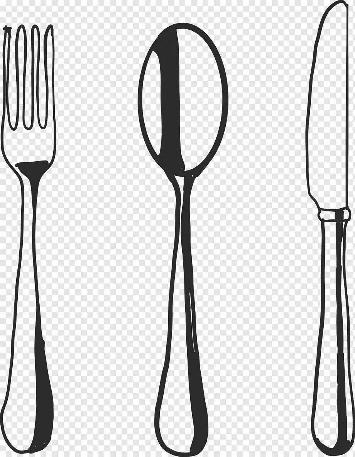 Exquisite fork and knife coloring book