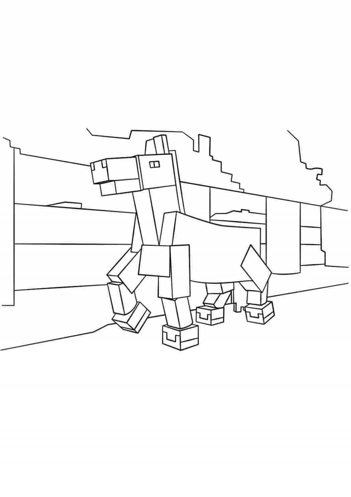 Colorful minecraft horse coloring page