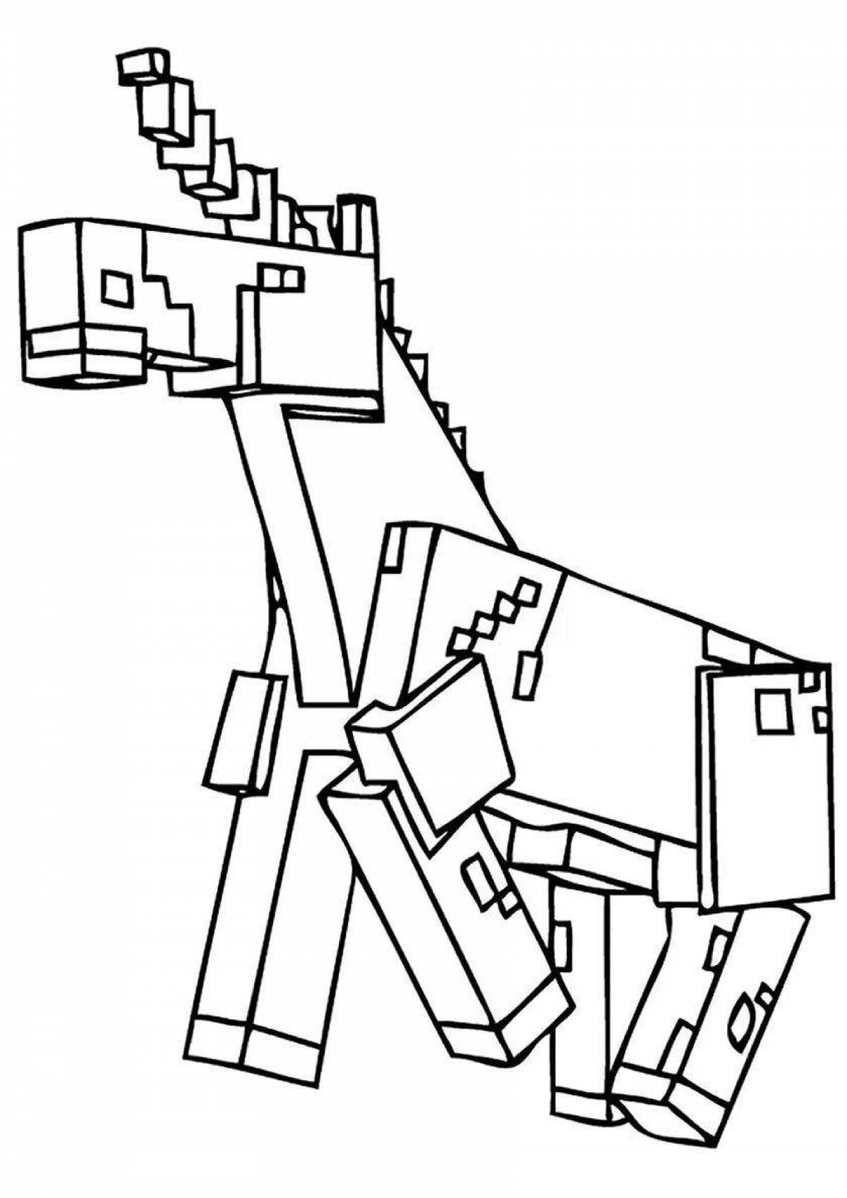 Unique minecraft horse coloring page