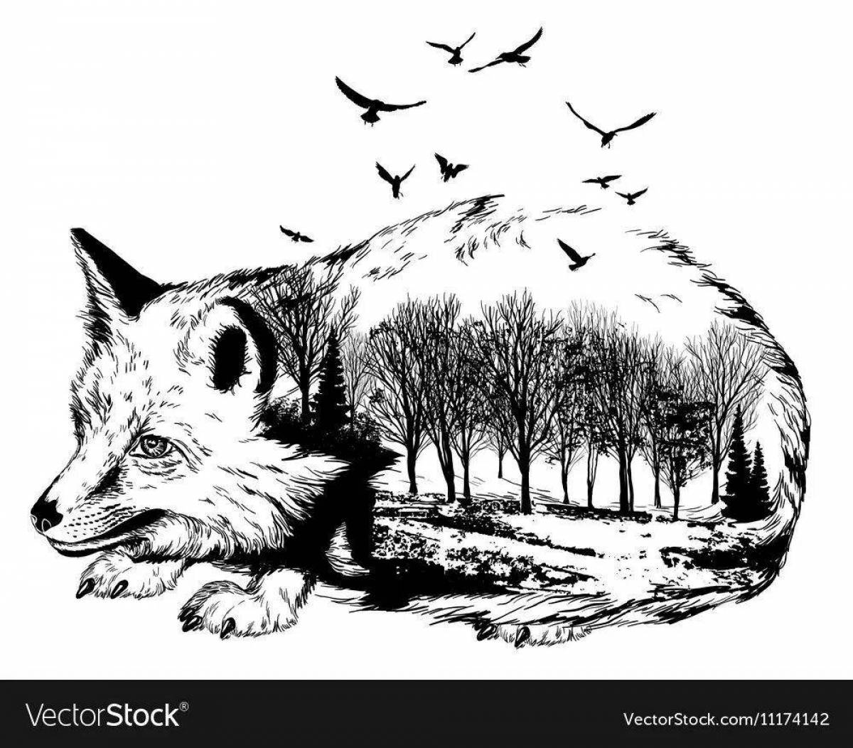 A busy fox in a hole