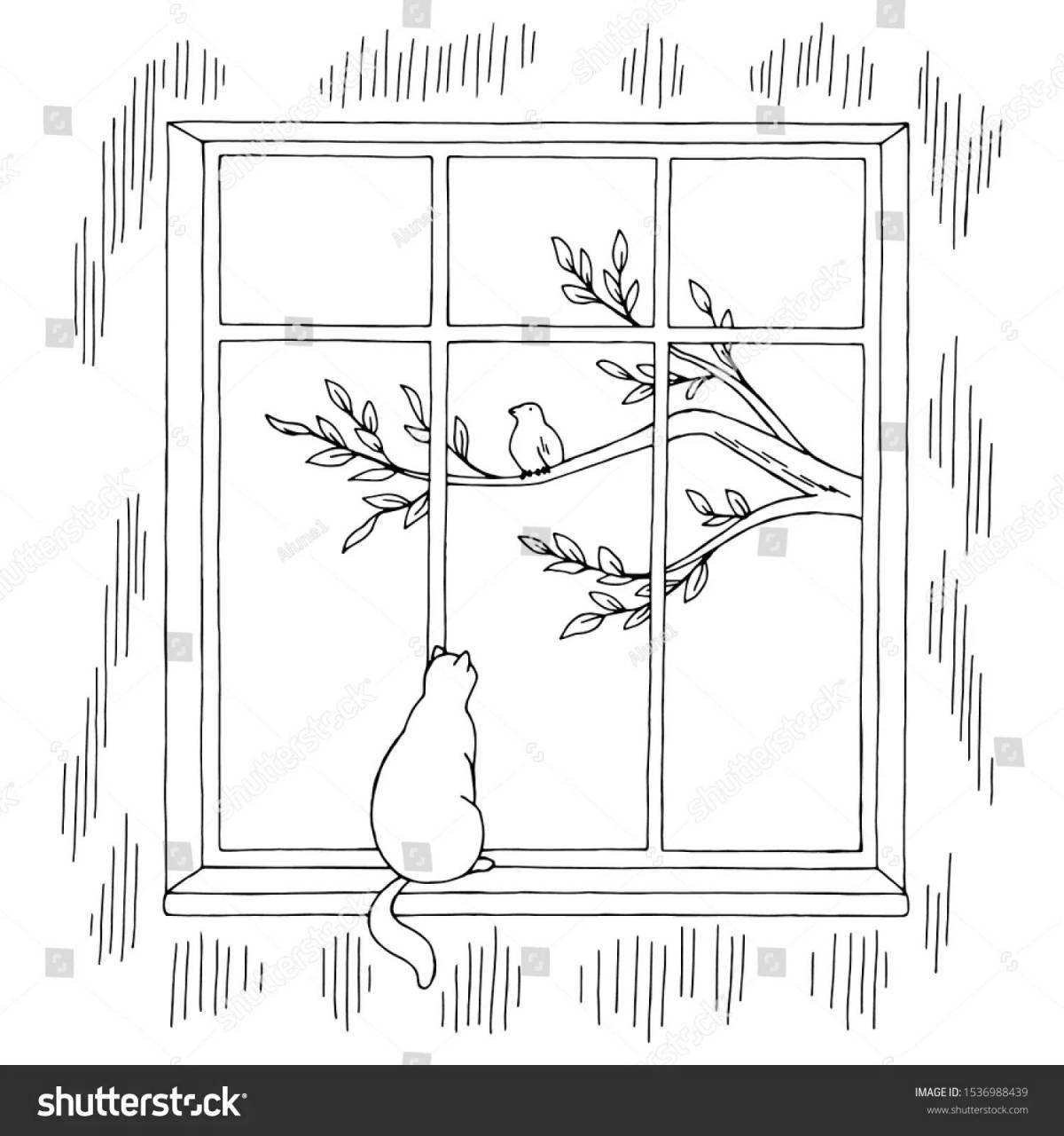 Озорной кот на окне