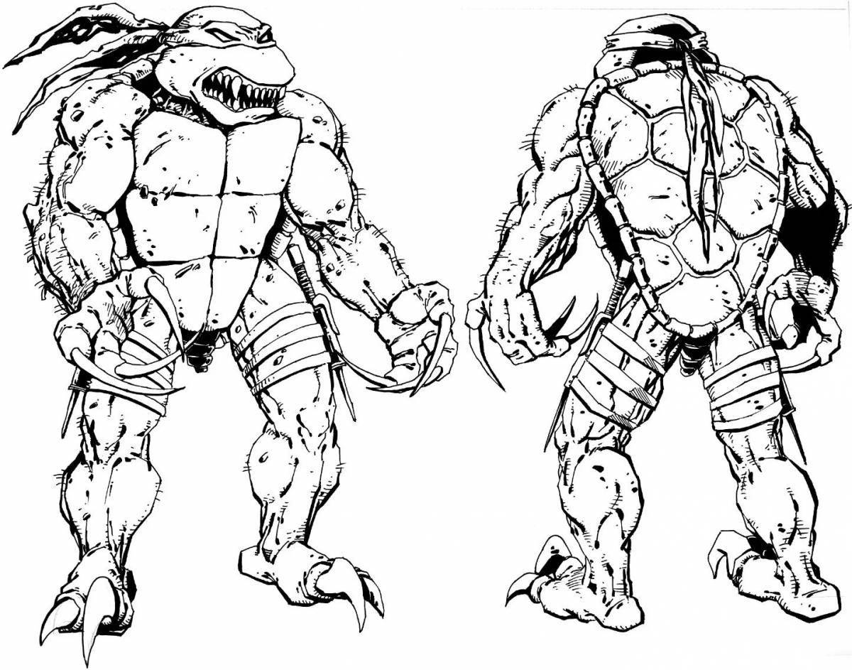 Shiny Saber Tooth Ninja Turtles coloring book