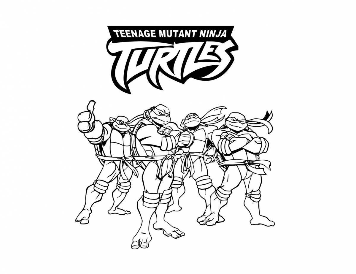 Colorful saber-toothed ninja turtles coloring book