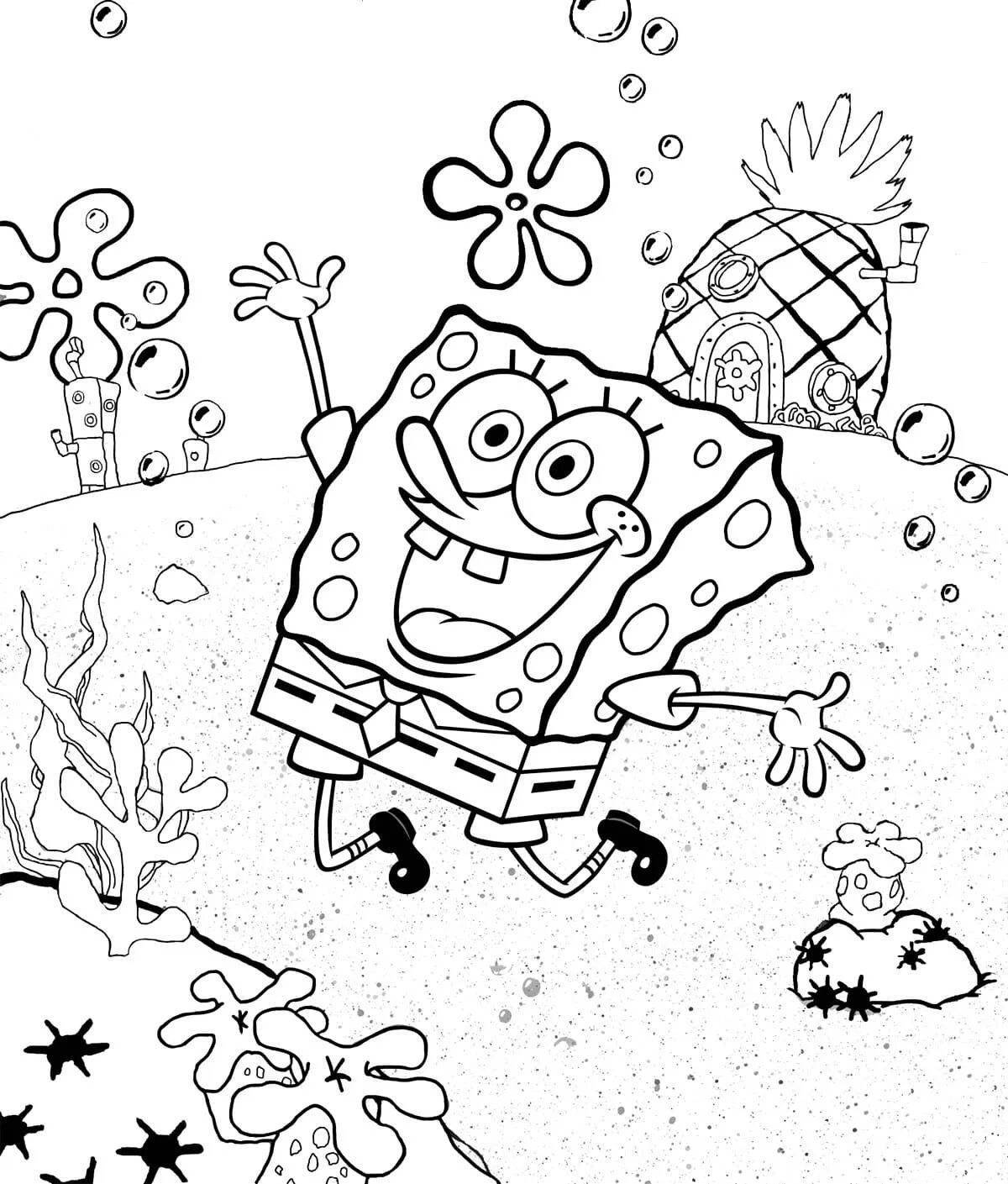 Joyful coloring spongebob drawing