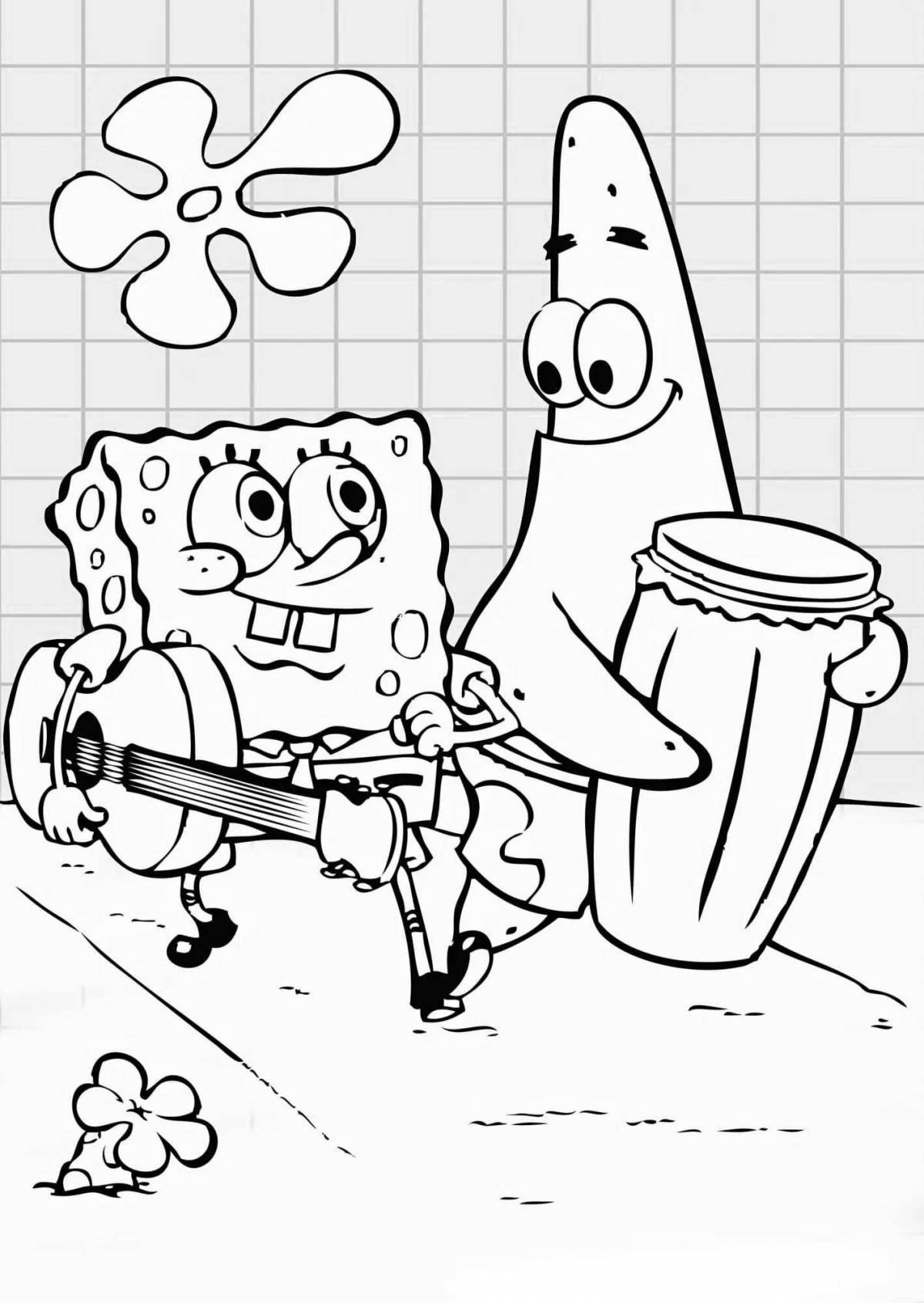 Attractive coloring spongebob drawing