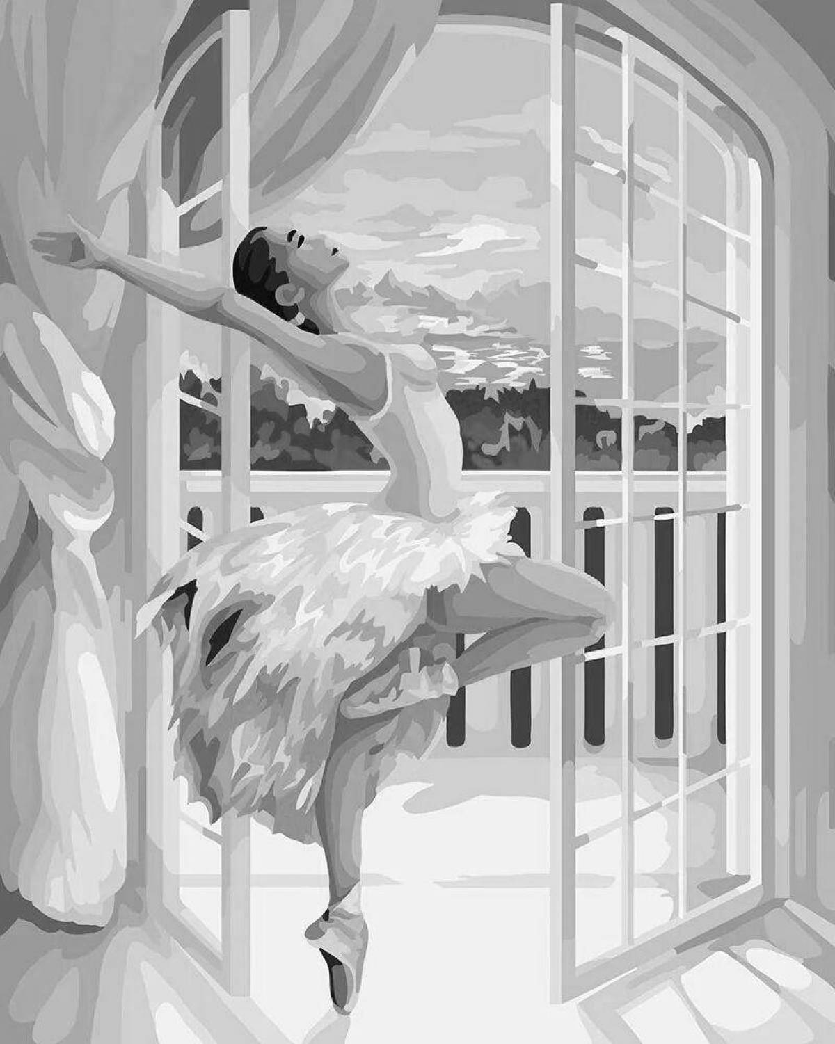 Раскраска очаровательная балерина по номерам