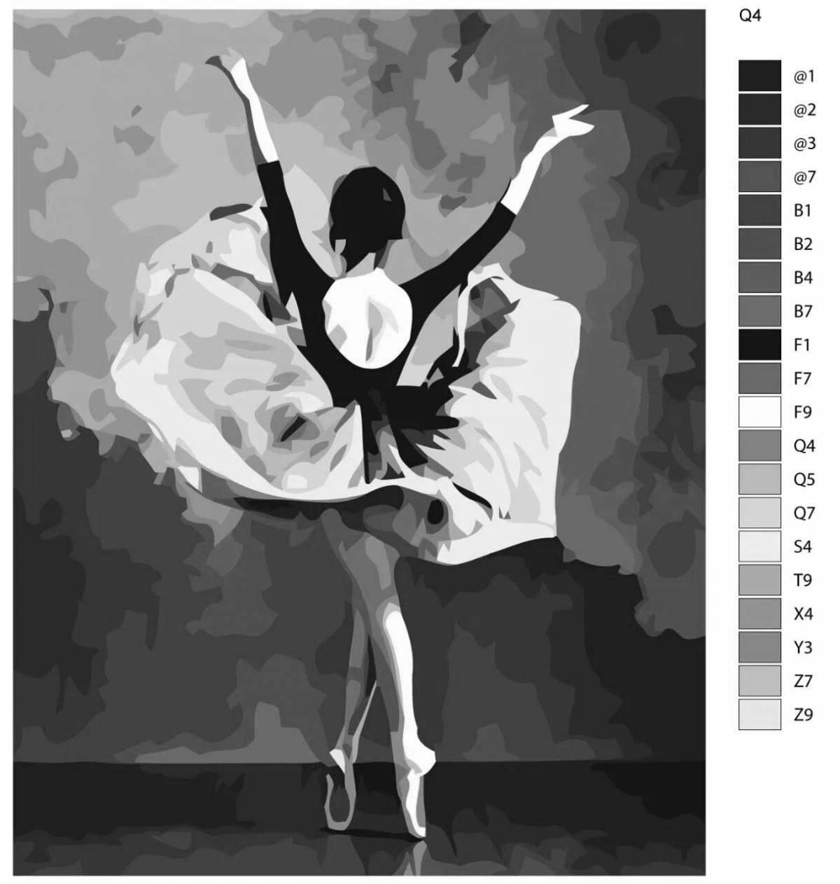 Fancy ballerina color by number