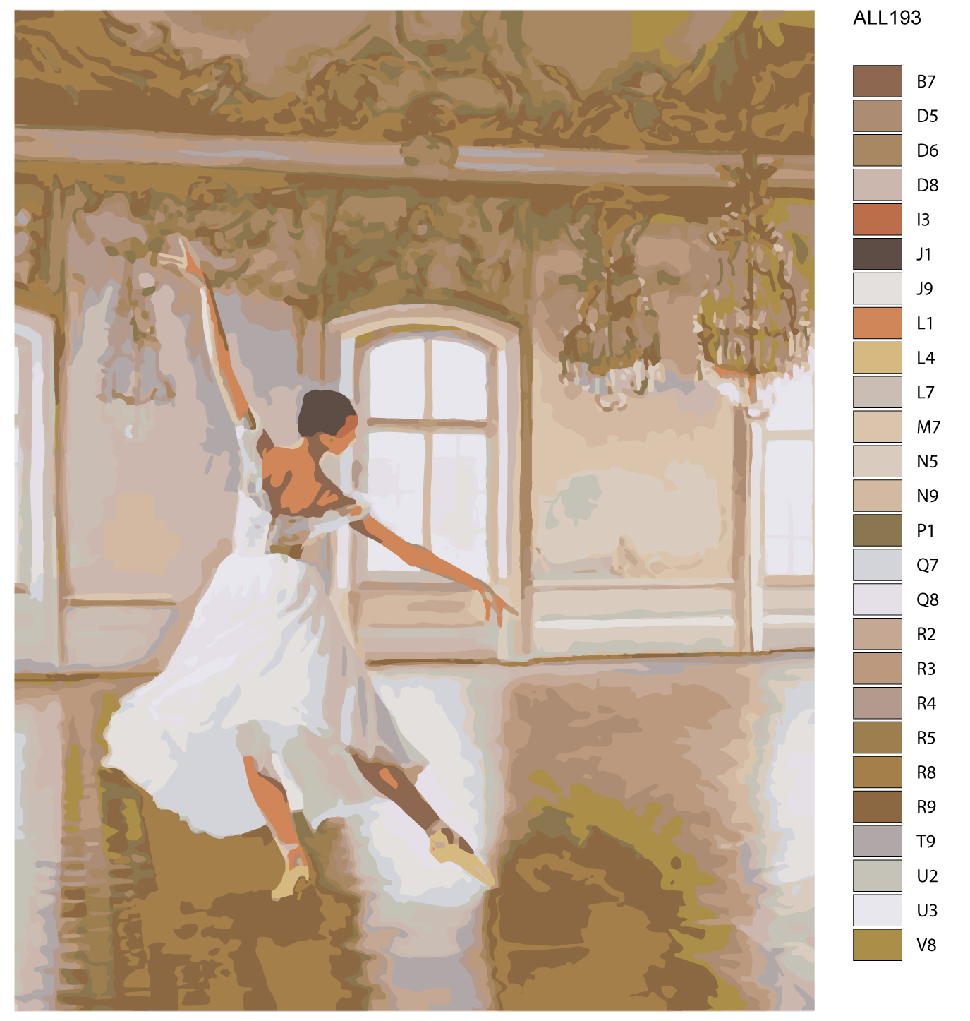 Fine ballerina coloring by numbers