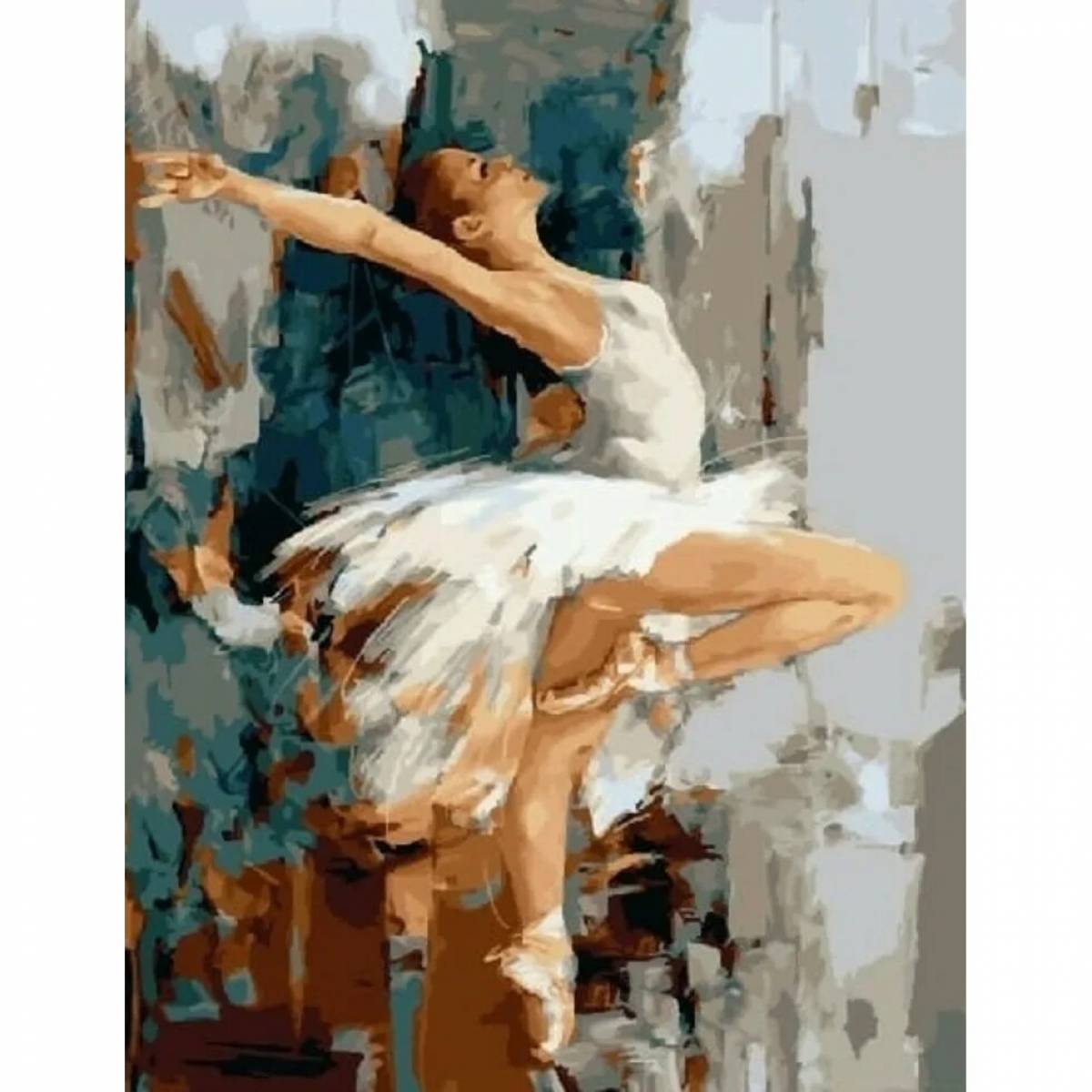 Раскраска украшенная балерина по номерам