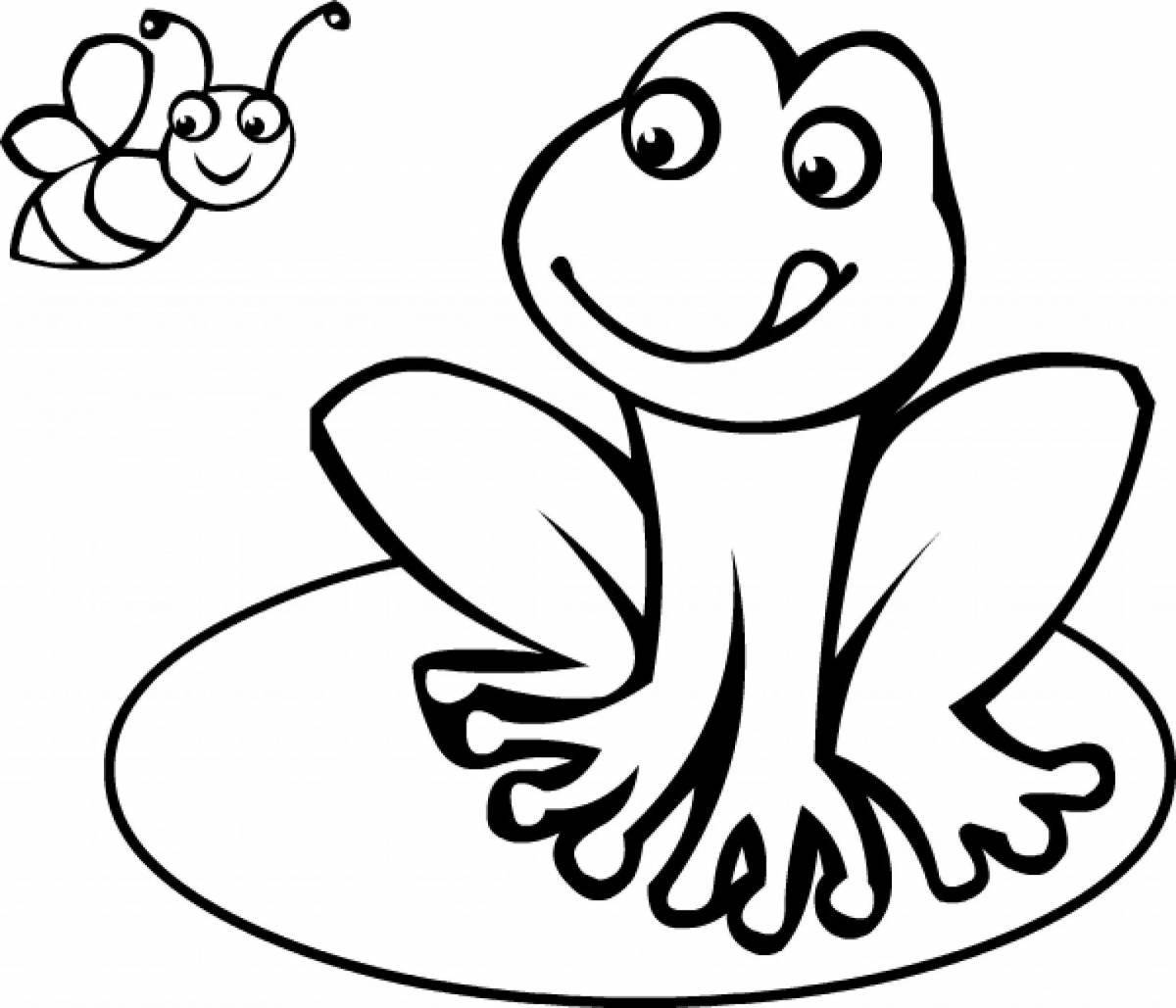 Coloring book animated frog traveler