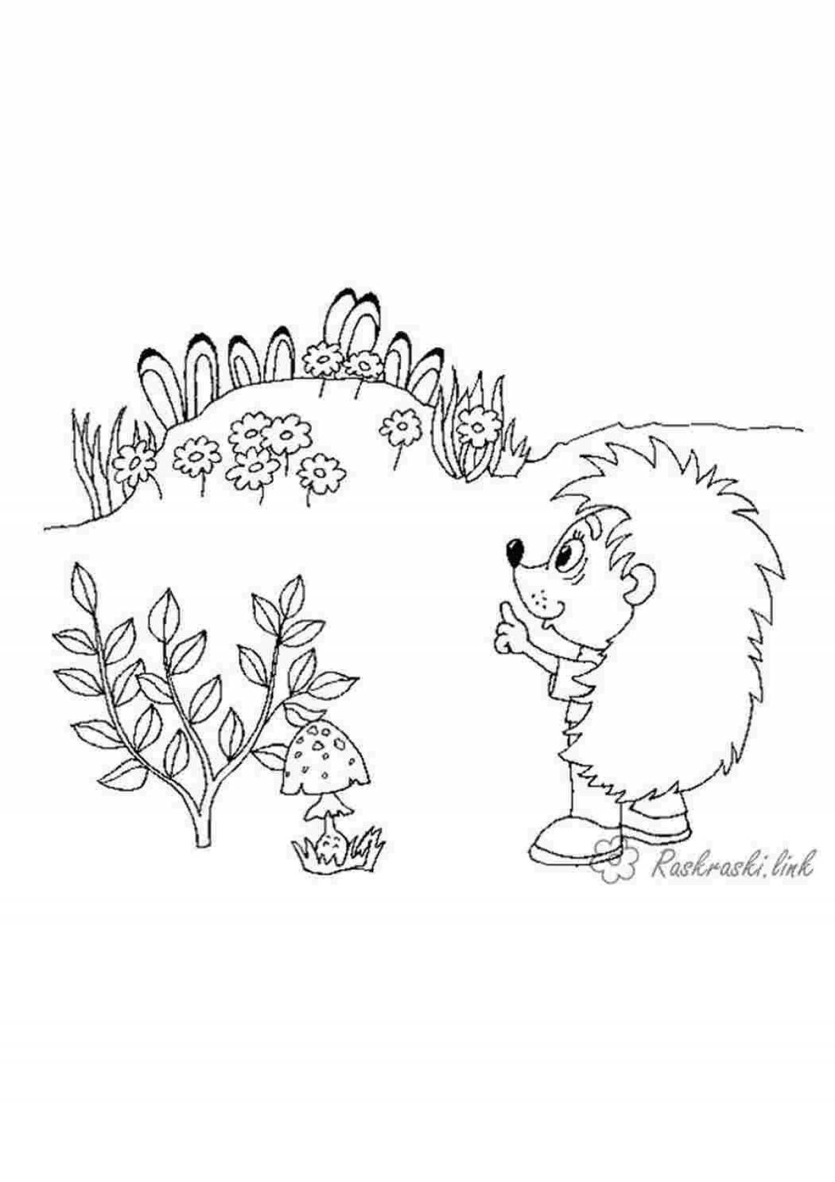 Brave hedgehog in the forest