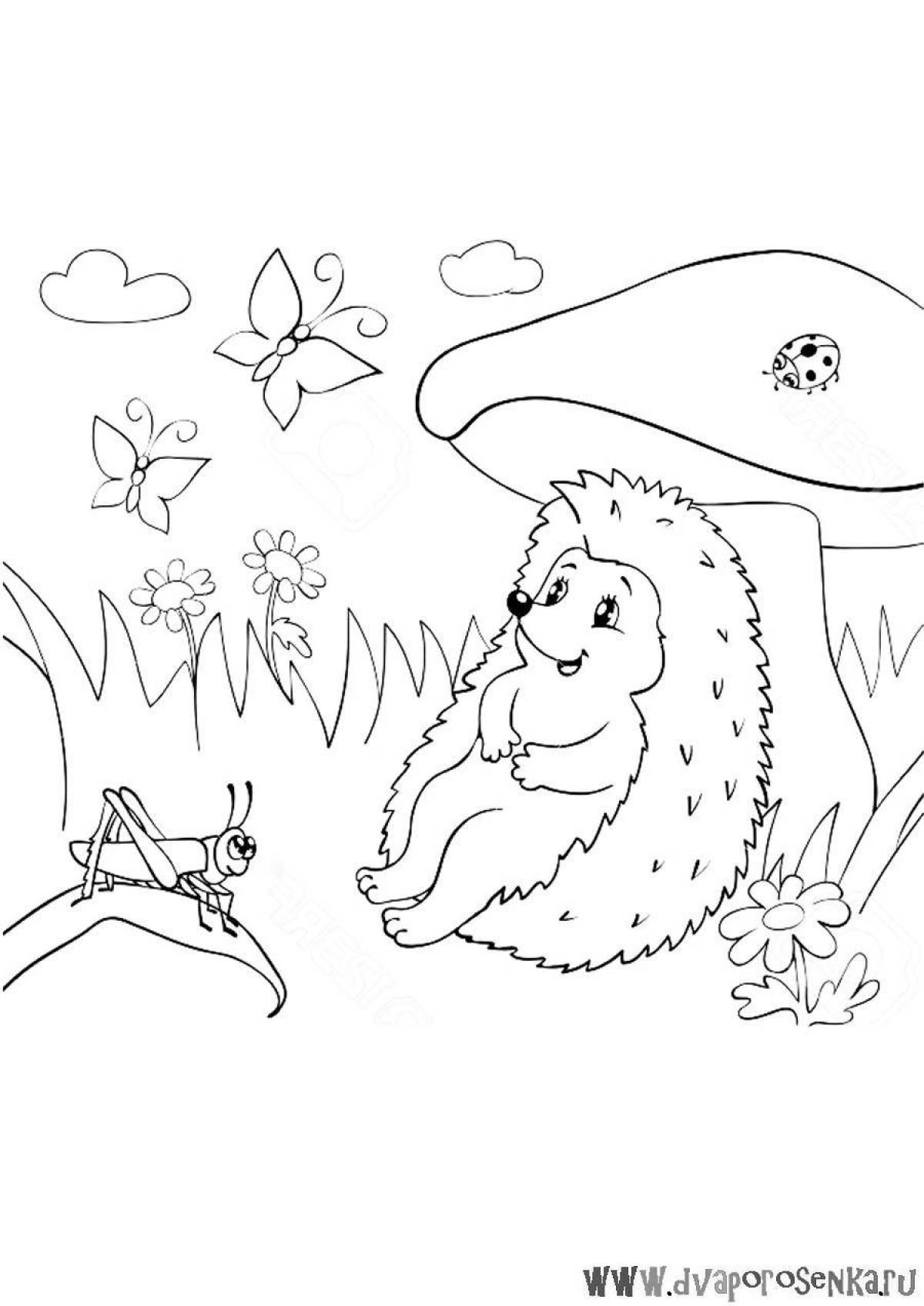 Animated hedgehog in the forest