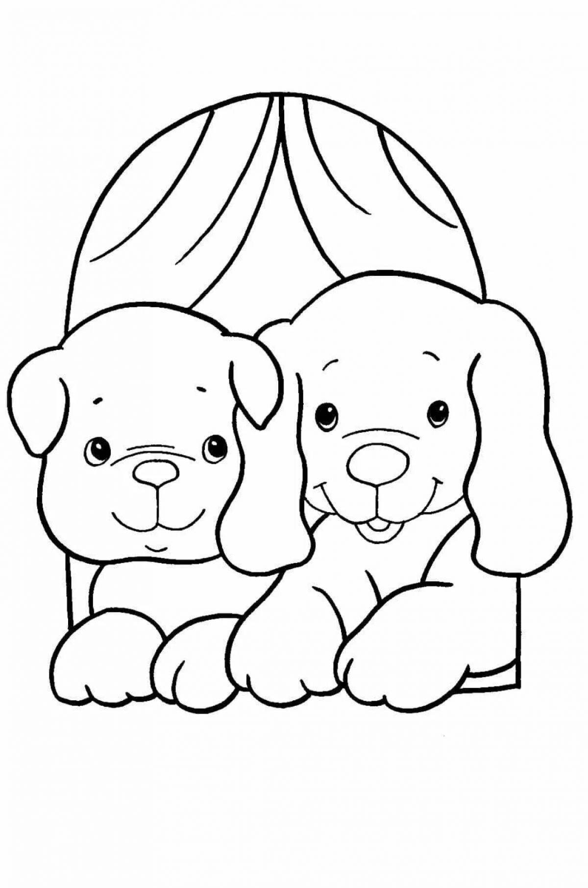 Playful puppy coloring book for toddlers