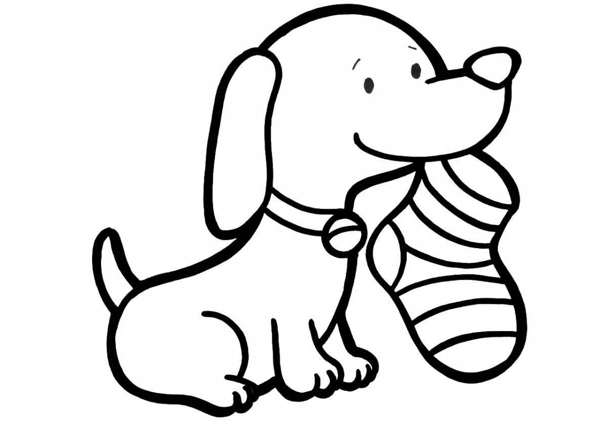 Inquisitive puppy coloring book for toddlers