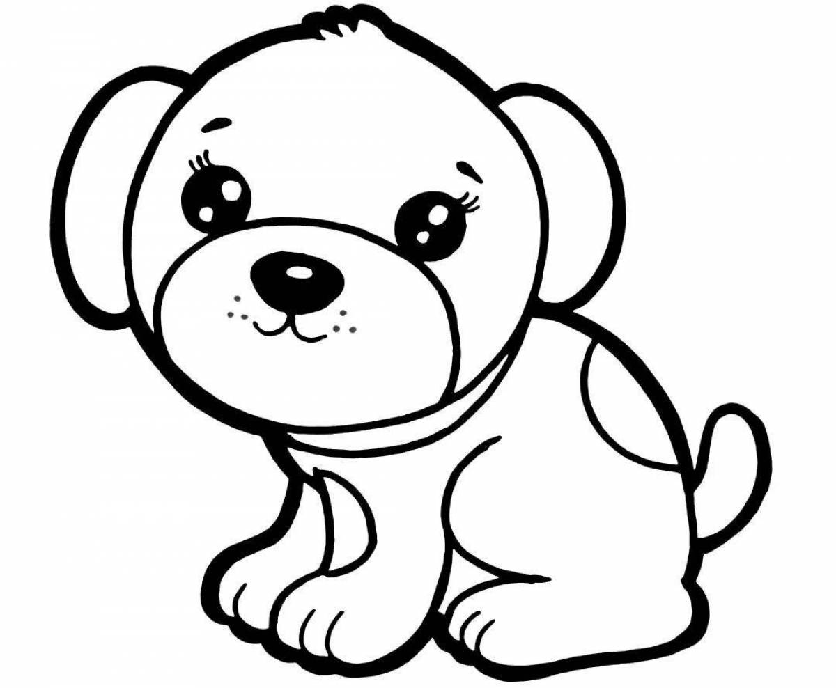 Playing puppy coloring book for toddlers
