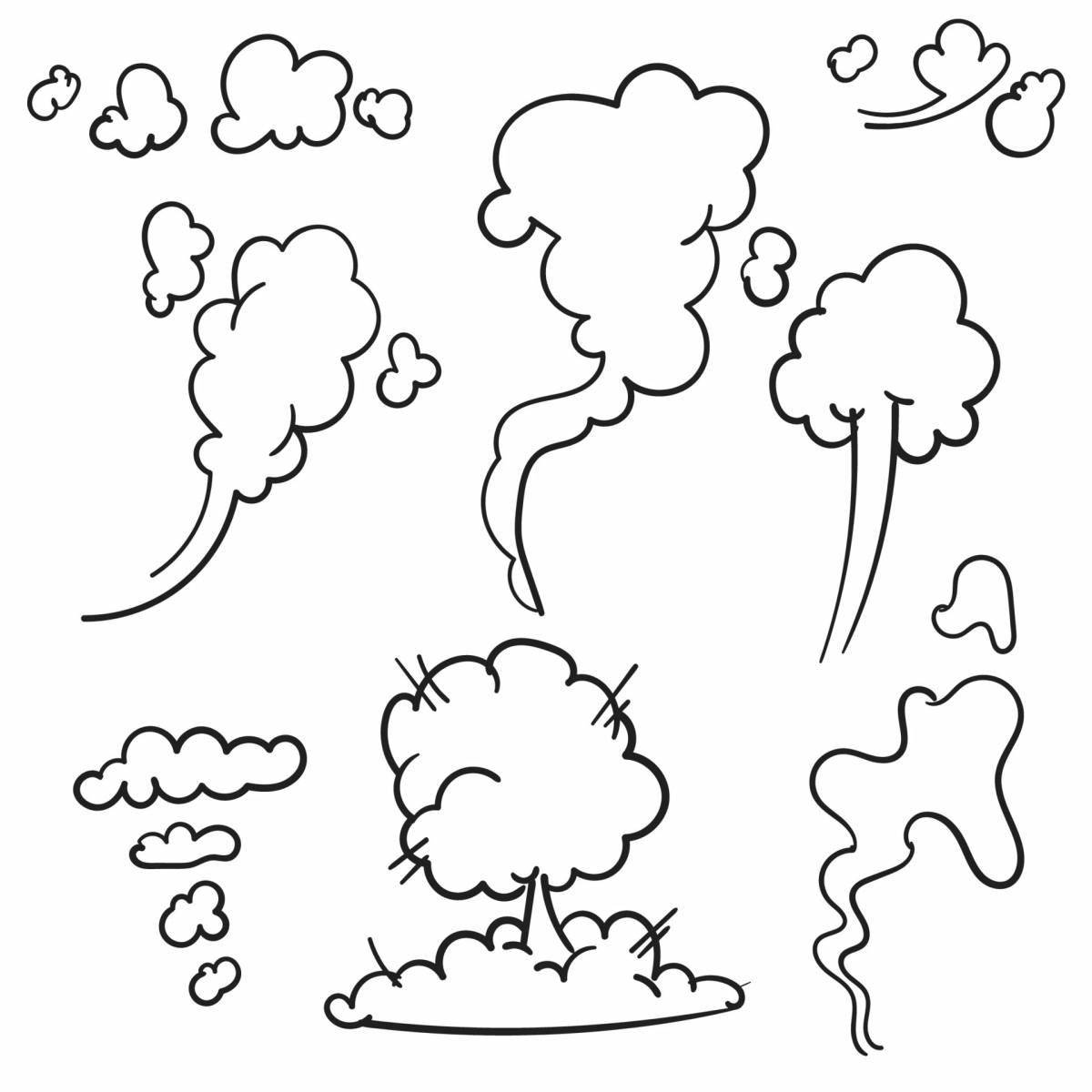 Colorful smoke coloring page for kids