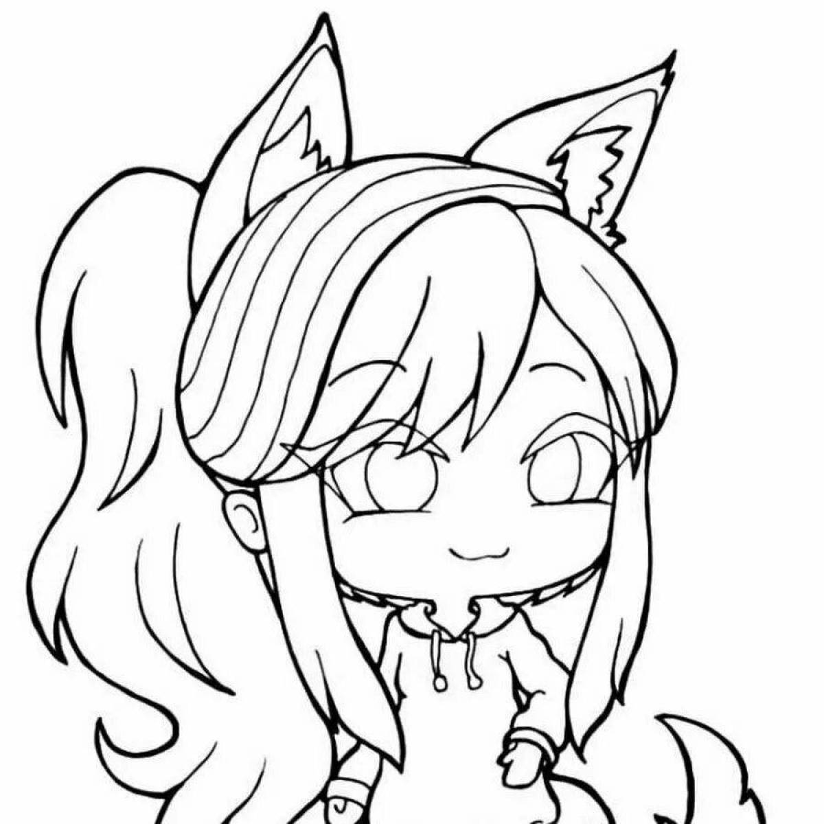 Radiant anime light cute coloring page