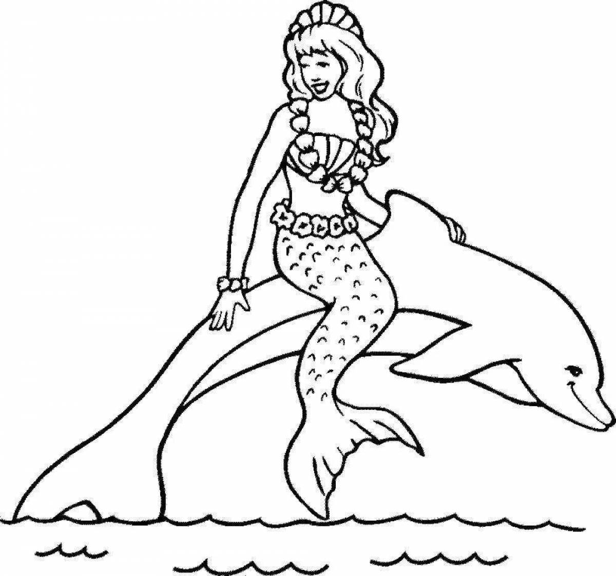 Great coloring mermaid and dolphin