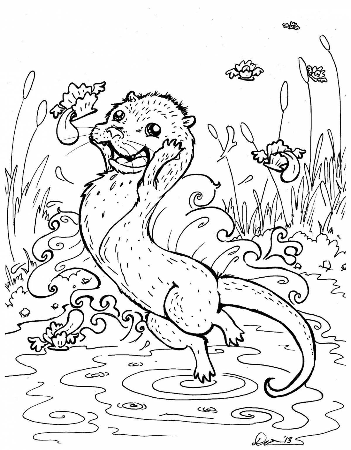 Charming otter coloring book for kids