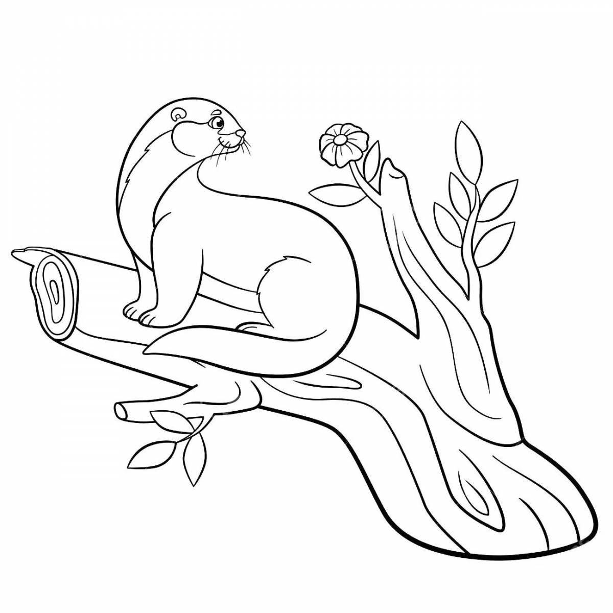 Fun otter coloring for kids
