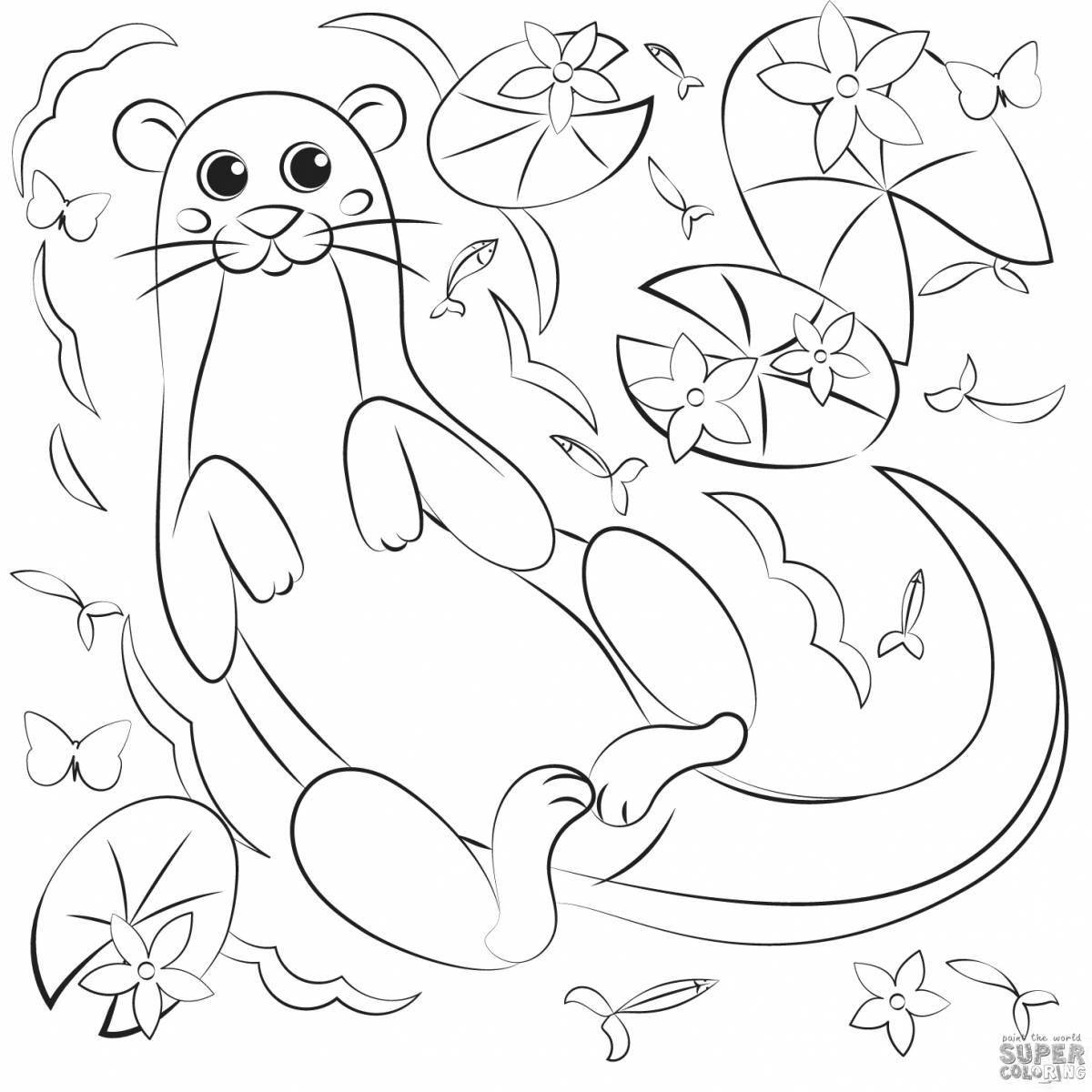 Humorous otter coloring for children