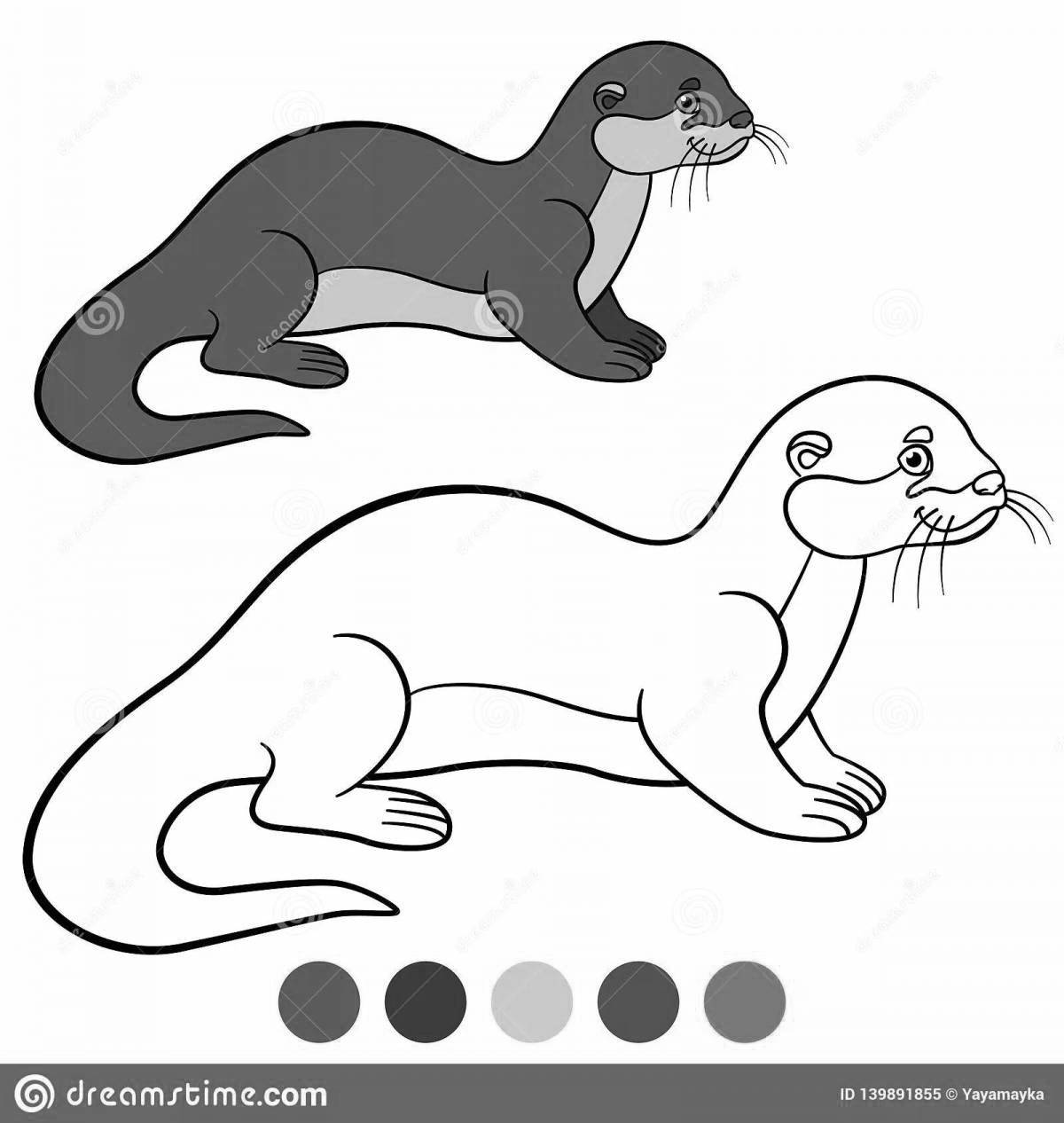 Witty otter coloring for kids