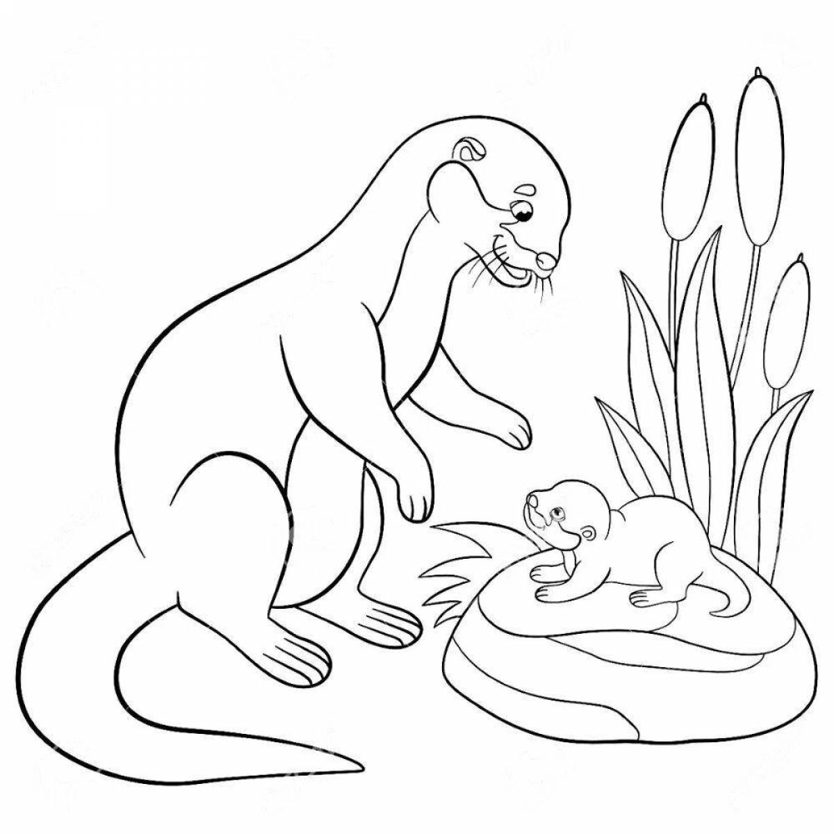 Милая раскраска выдра для детей