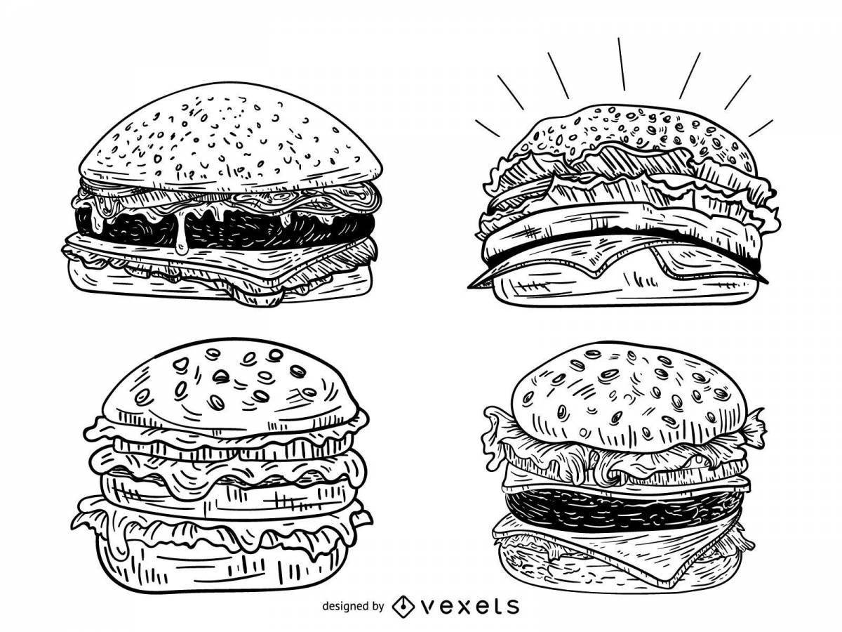 Яркая страница раскраски boxy boo burger